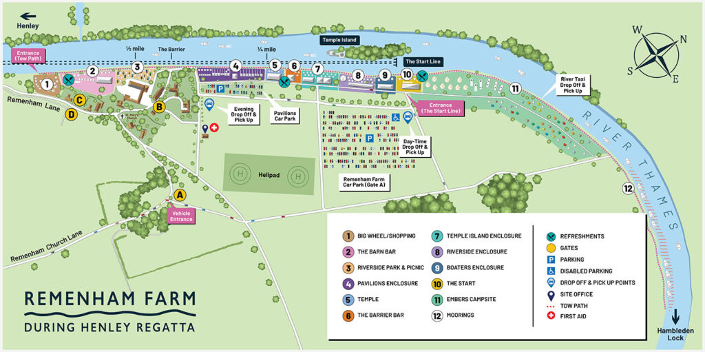 Detailed Map of Remenham Farm during Henley Regeatta