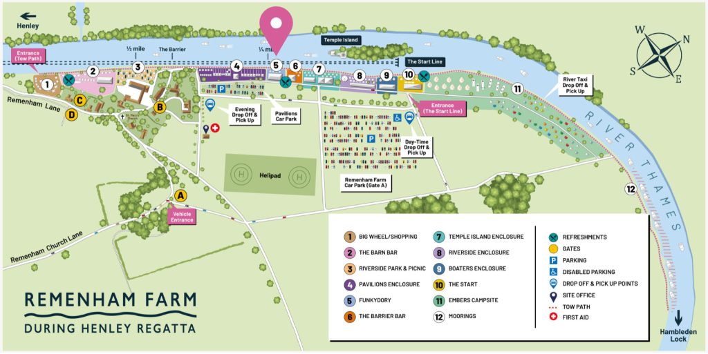 A MAP OF HENLEY REGATTA SHOWING THE LOCATION OF FUNKYDORY